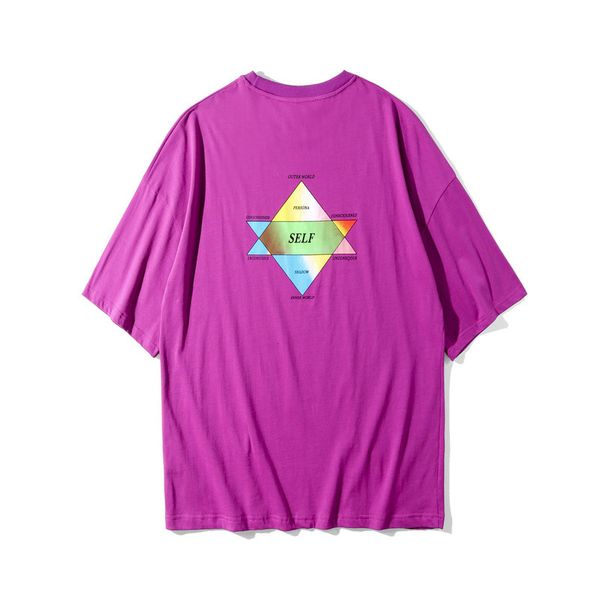 

Summer 19ss New Purple Tshirts Mens Street Hiphop Casual Loose Tops Short Sleeved Tees