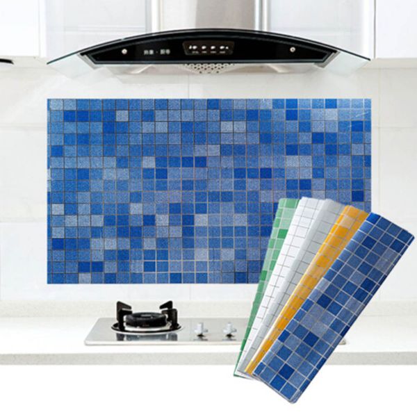 

2018 kitchen high temperature resistant prevent oil stickers bathroom waterproof wall stickers mosaic ceramic wallpaper