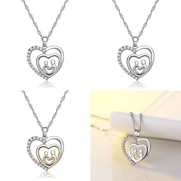 

heart-shaped mother necklace mother's day gift personality pendeloque cut necklaces gemstone pendants gold chain pendant men, Silver