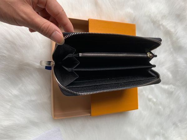 

men wallets men women long wallet holding a purse single zipper banknotes folder card wallets 4 color orange box, Red;black