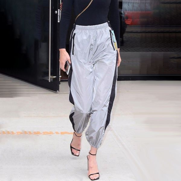 

casual side stripe women harem pants high waist baggy sweat pants punk summer trousers women, Black;white