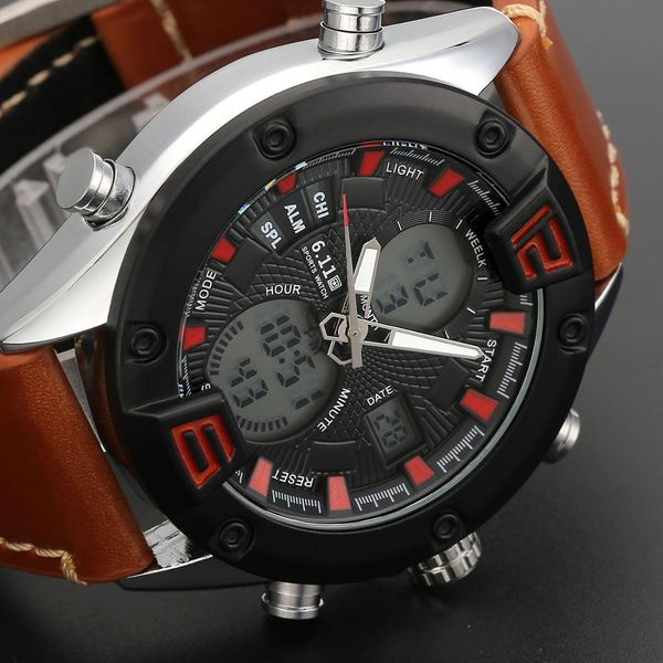 

6.11 watch brand man watches sport waterproof clock man watches men's watch analog quartz, Slivery;brown