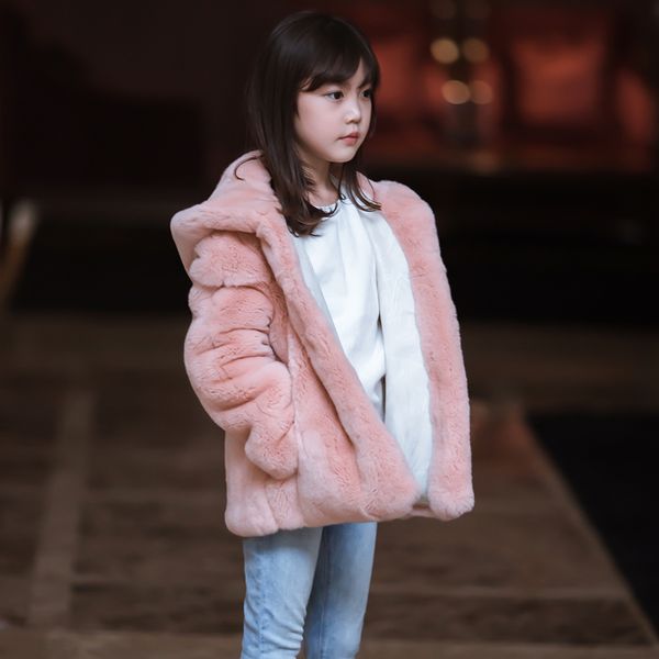 

jkp children's fur coat real fur whole leather boy baby long hooded fashion coat children's warm clothing, Blue;gray