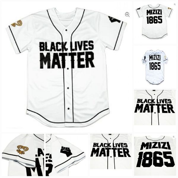 Мужчины Женщины Молодежь Mizizi 1865 Special Edition Black Lives Matter Бейсбол Джерси белого цвета Быстрая доставка