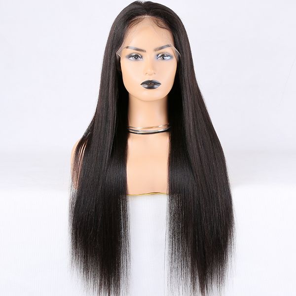 

kun human hair lace front wigs brazilian human hair 150% density natural color with preplucked bleached knots natural hairline, Black;brown