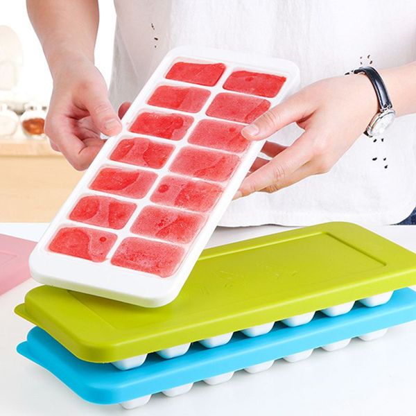 

promotion easy release silicone icetrays with spill-resistant lids, 14 shaped cubes each with cover, flexible rubber ice molds