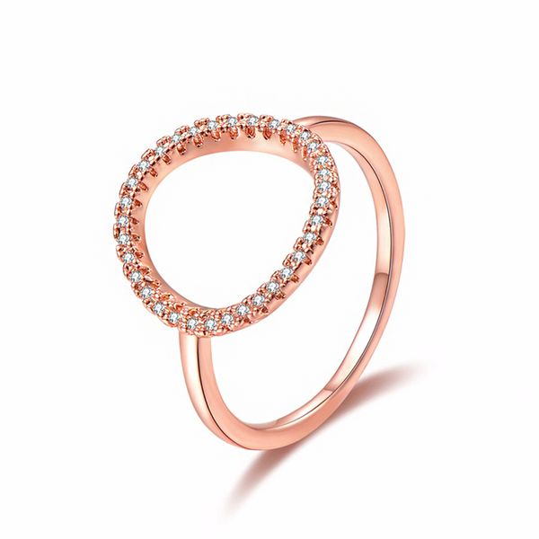 

jinzeyi fashion brand ring girls geometric round shape crystal zircon wedding engagement jewelry rings rose gold silver ring, Slivery;golden