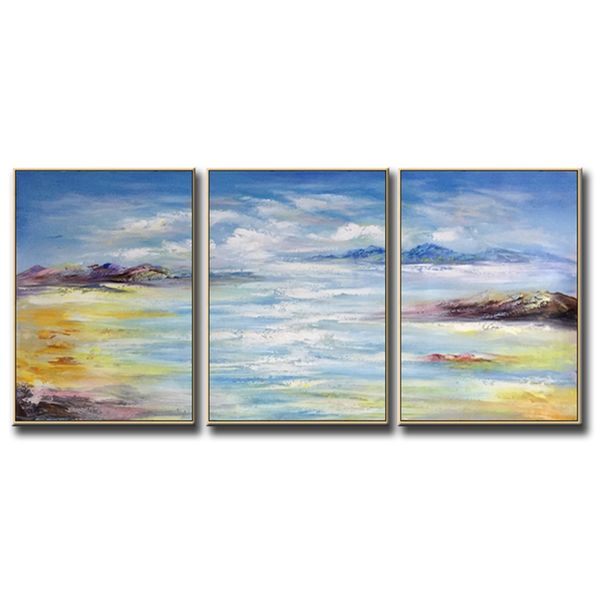 

home decor morden thick knife painted blue sea and sky abstract oil painting on canvas handmade wall art for l room unframed