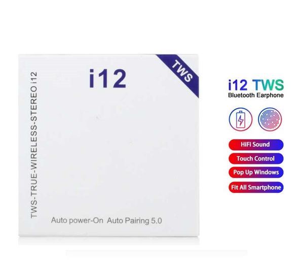 

i12 tws v5.0 wireless bluetooth headphones ture stereo earphones touch control wireless headset earbuds eject window