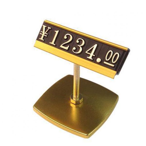 Scaffale in plastica Prezzo Talker Vino rosso Lega di alluminio Landing Desk Table Price Stand Display quadrato standard per cubi prezzo da scrivania per gioielli