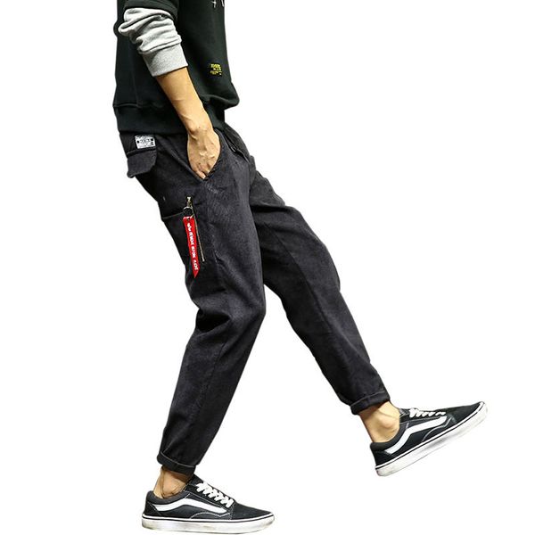 

mens joggers 2019 brand male trousers men pant casual corduroy pant hip-hop sweatpant jogger balck large size 5xl xx7, Black