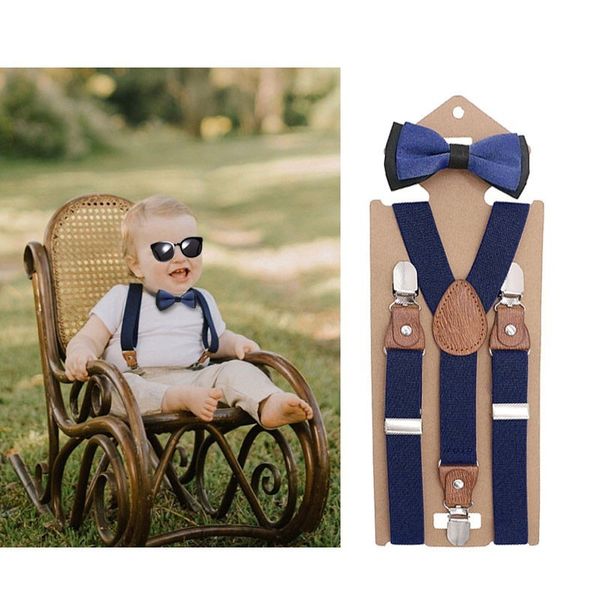 

new fashion boys girls kids adjustable elastic y-back braces baby suspenders bow tie set butterfly necktie wedding ring bear, Black;white