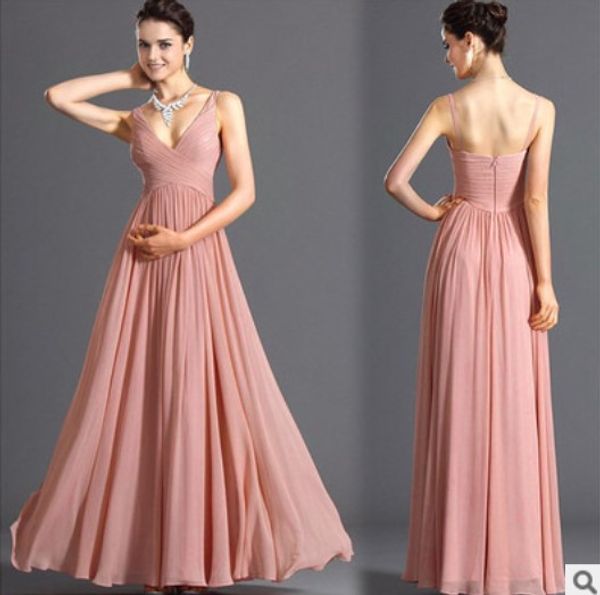 

popular long dress deep v open back slim chiffon dress bridesmaid dress a large number of stock