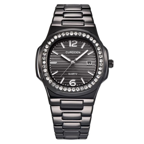 

2019 watches men nautilus fully rhinestone watch quartz lced out gold diamond wristwatches luxury business relogio masculino, Slivery;brown