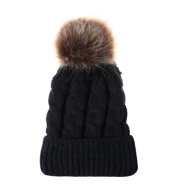 

new women casual warm winter knit wool beanie fur hat crochet ski caps, Blue;gray
