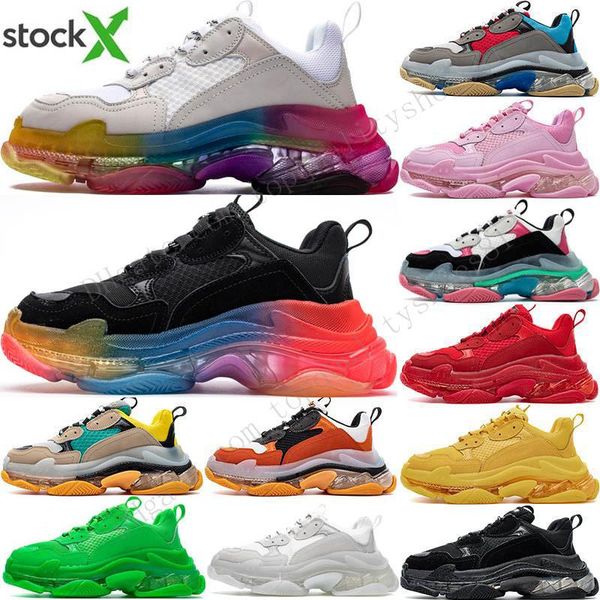 

fashion paris crystal bottom 17fw triple s mens vintage dad designer sneakers tripler women luxury platform casual shoes trainers stock x, Black