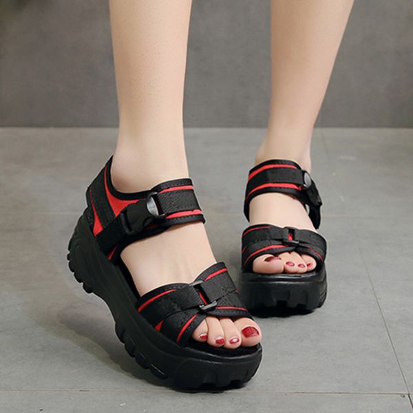 

woman sandals summer ankle buckle strap women shoes ladies flat platform female open toe sandals women's comfortable beach shoes, Black