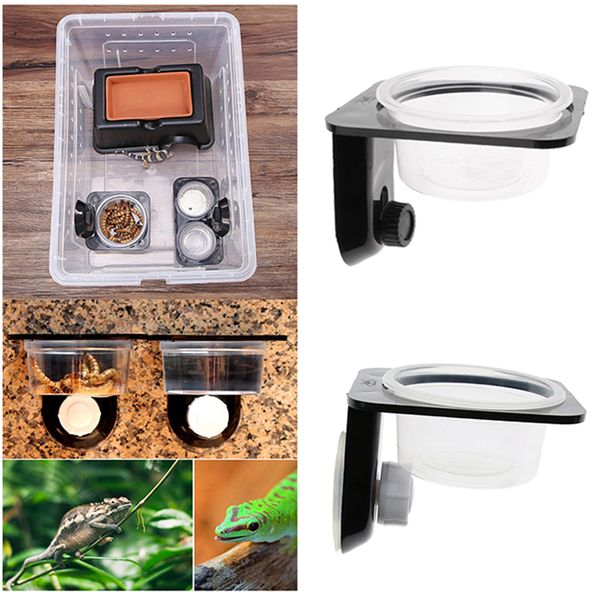 

2 pcs reptile amphibians chameleon lizard feeding ledge bowls with suction cup