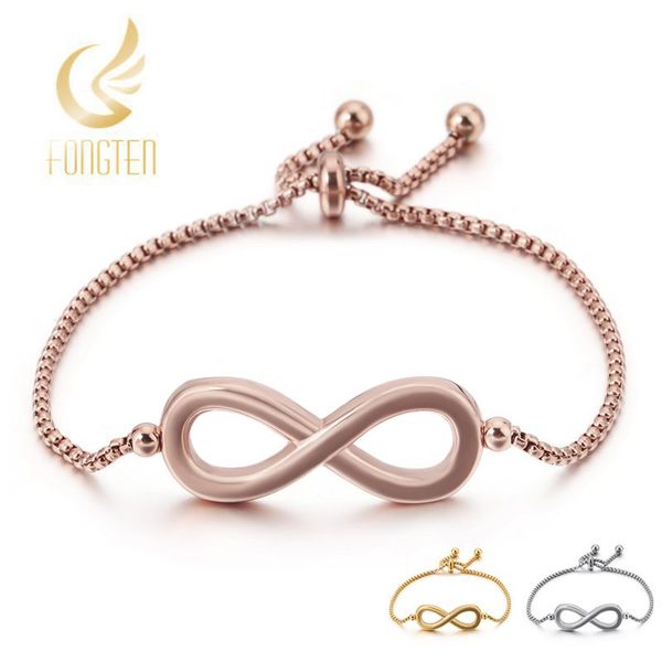 

infinity endless link chain bracelet women adjustable charm bangle, Black