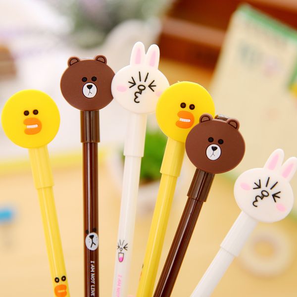 

gel pen korea kawaii cute rabitte bear chick colors black refill ink 0.38mm school writing novelty stationery promotional gifts