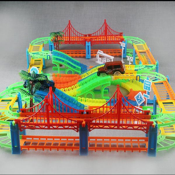 

новый 2в1 волшебный железнодорожный гибкий трек автомобильный комплект освещение гоночный автомобиль светится в темноте трек игрушки модель