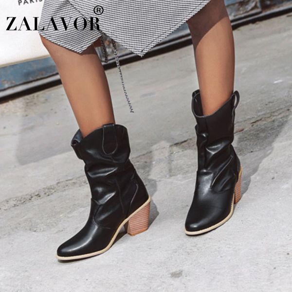 

rizabina winter women short boots new round head thick heels comfortable wear-resistant warm and casual women's boots size 34-43, Black