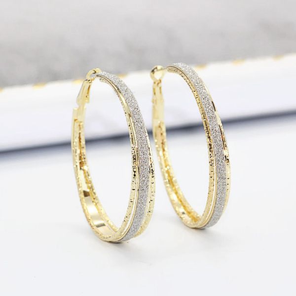 

10pair /lots product unique women hoop fashion mill sand earrings engagement wedding jewerly ms gift 2 color, Golden;silver