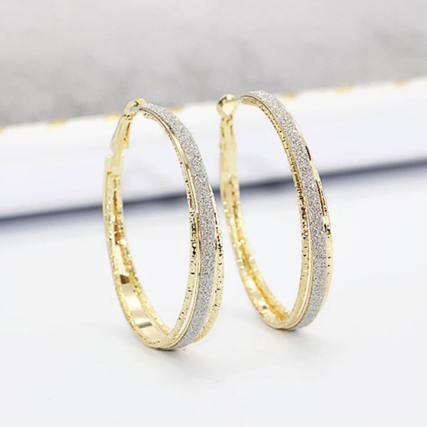 

10pair /lots product unique women hoop fashion mill sand earrings engagement wedding jewerly ms gift 2 color, Golden;silver