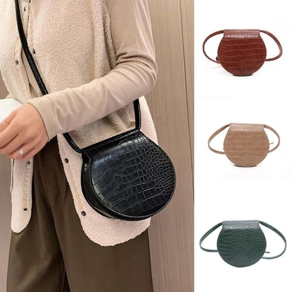 

famous design pu leather women crossbody bags shopping female handbags mini crocodile semicircle luxury purse shoulder bags
