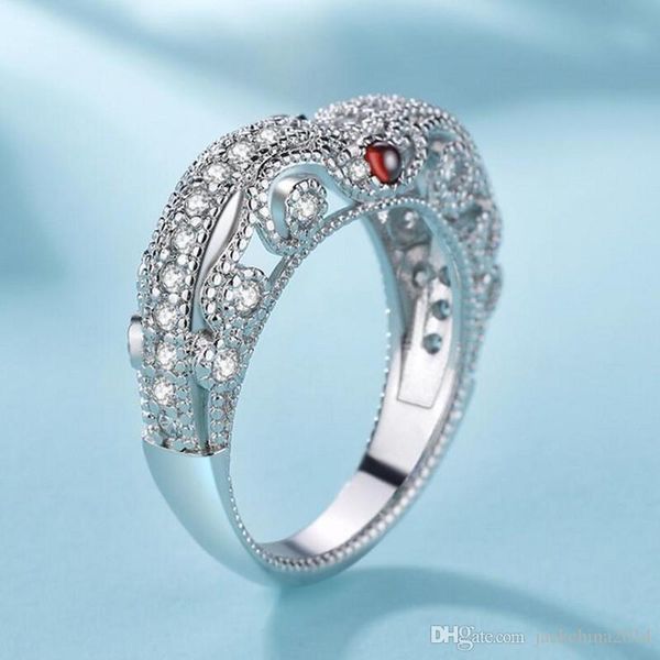 

size 5-10 vintage fashion jewelry real 925 sterling silver round cut red garenet cz diamond party eternity women wedding band ring gift