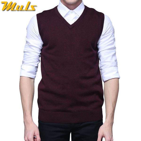 

men sweater vest muls brand winter colored wool knitted sleeveless sweater male cotton jumper autumn spring 2018 new size m-3xl, Black;white