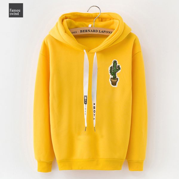 

новые женщины повседневная trend ткань осень осень с длинным рукавом серый черный белый cactus малые толстовки печать пуловеры 3xl, Black