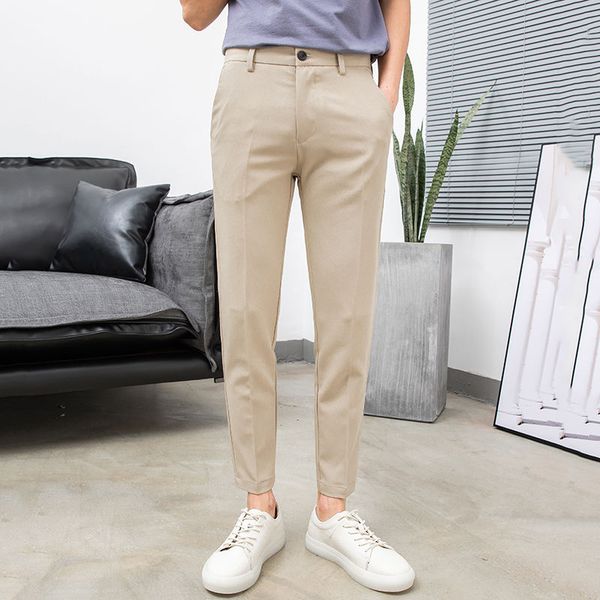 

boys trend nine point slim drop sense small straight tube trousers, White;black