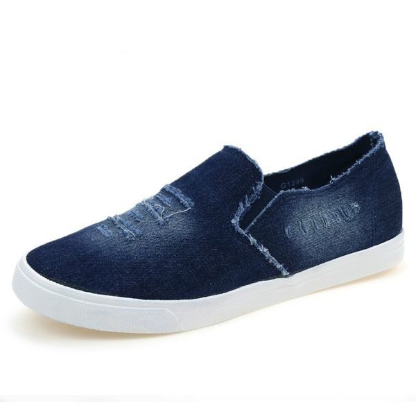

2019 fashion men's denim canvas shoes male breathable slip on footwear men sneakers flats casual shoes slipony lovers, Black