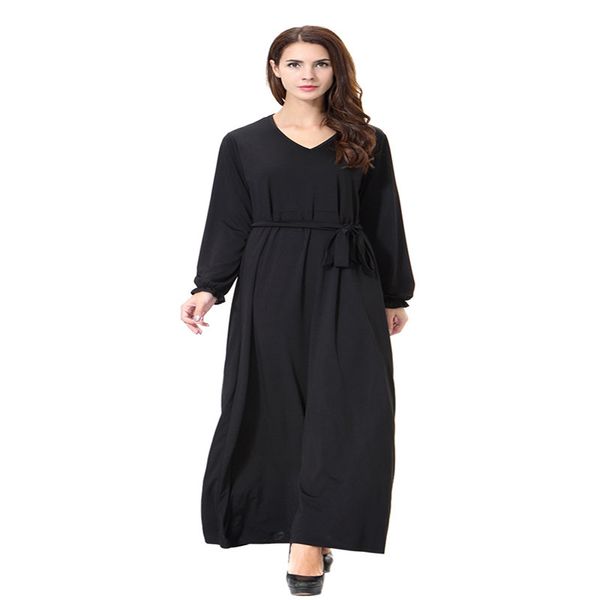 

2018 vintage women slim summer casual dress long abaya sleeve soft dress for kaftan islamic muslim turkish arabic for women eid, Red