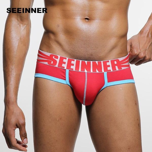 

4-pack seeinner underpants male underwear slip man panties gay briefs men's panties erotic large pouch underwear s748-41, Black;white