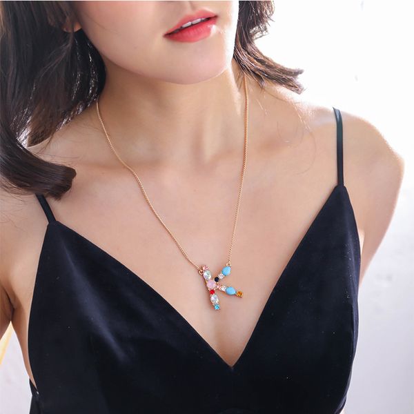 

new vintage gold cz zircon initial letters necklaces for women personalized name necklaces girlfriend gift, Silver