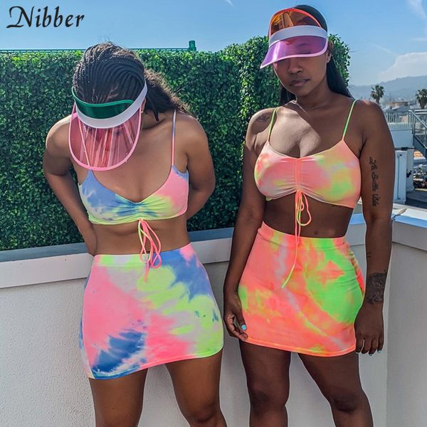 

nibber neon color camisole womens skirts 2two pieces sets 2019 summer beach leisure vacation stretch slim skirts suits, White
