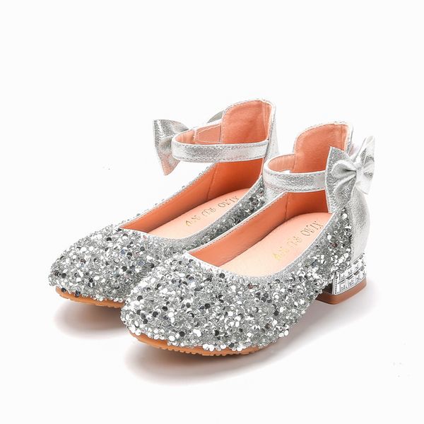 

princess shoes for girls girls bow knot princess shoes with kids glitter knot wedding high-heeled shoesdance performance, Black;red
