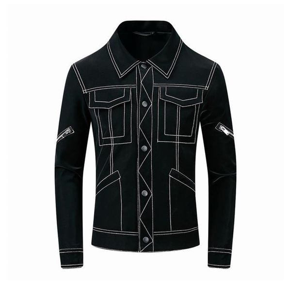 

дизайнер мужская повседневная кожаная одежда slim fit отворот шеи пальто с длинным рукавом мода кожаная куртка, Black;brown