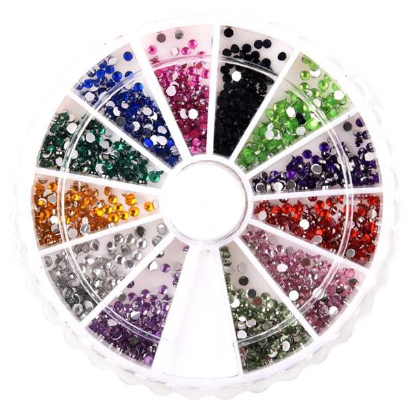 

2400 x 1mm & 2mm round nail art rhinestone wheel kit, Silver;gold