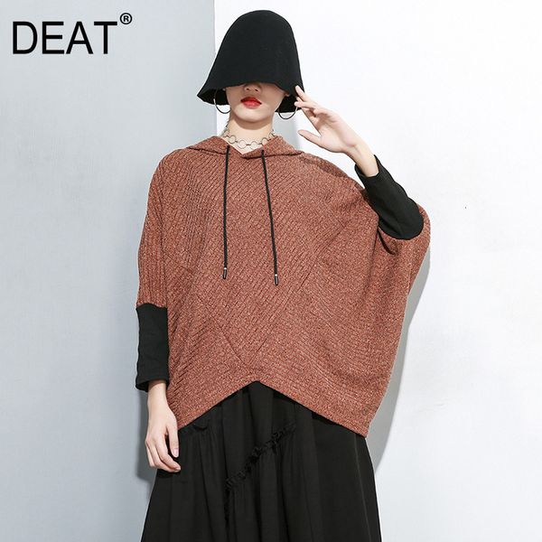 

deat] loose fit multicolor oversized sweatshirt new hooded long sleeve women big size fashion autumn winter 2019 1h147, Black