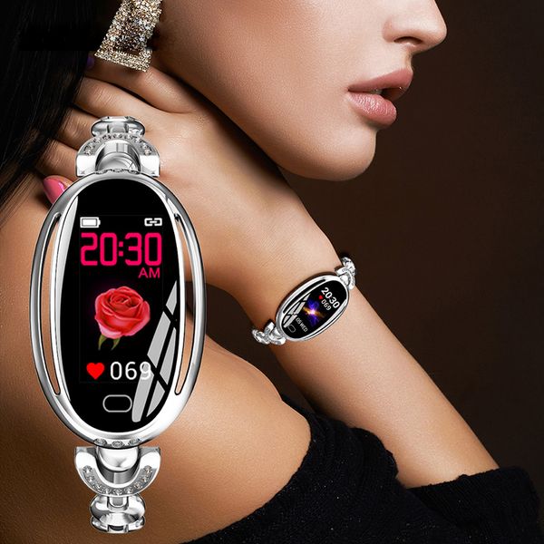Monitor de Freqüência mulheres menina de cristal luxuoso relógio inteligente pedômetro Esporte Smartwatch Pulseira Coração relógios impermeável para Android iOS
