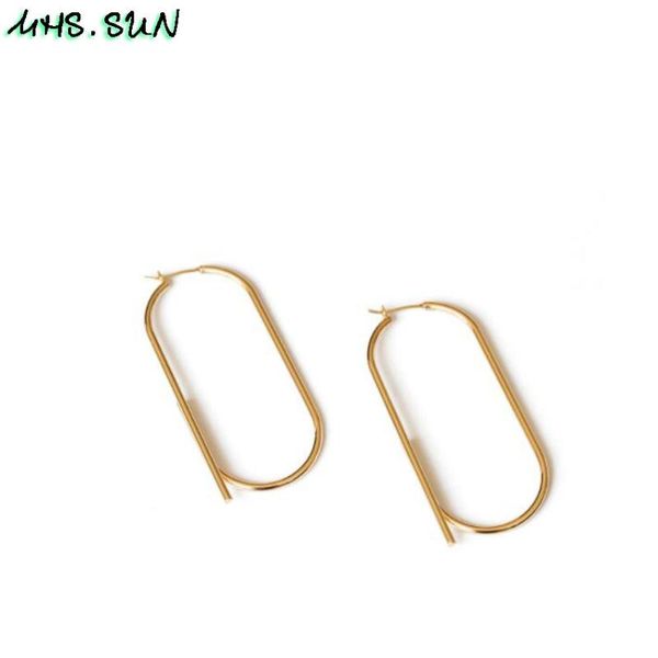 

mhs.sun fashion hoop earrings geometric simple earrings big circle gold color loop for women exaggerated ear jewelry, Golden;silver