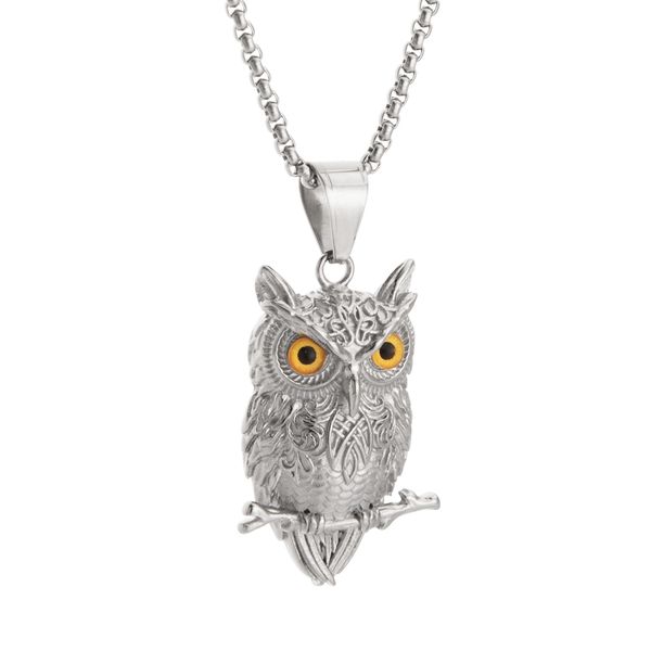 

2019 new goofan hiphop owl necklace pendant stainless steel fashion jewelry for men women gift stn2360, Silver