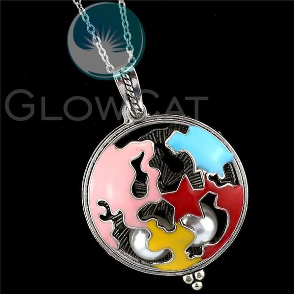 

r-v1146 colors enamel beads cage pendant perfume diffuser aroma pearl cage 50cm chains vintage retro necklace, Silver