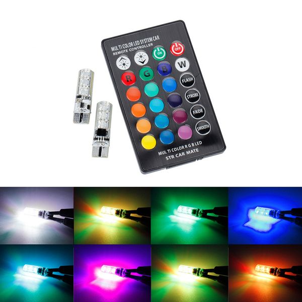

12 В 6SMD T10 RGB 16 цветов контроллер силикагель габаритные огни авто светодиодные ламп
