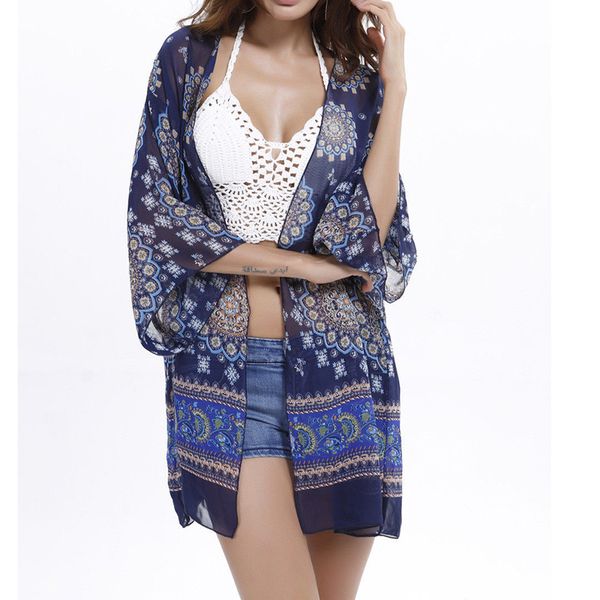 

sarongs women beach cover up chiffon bikini swimwear bathing suit dress shirt wrap, Blue;gray