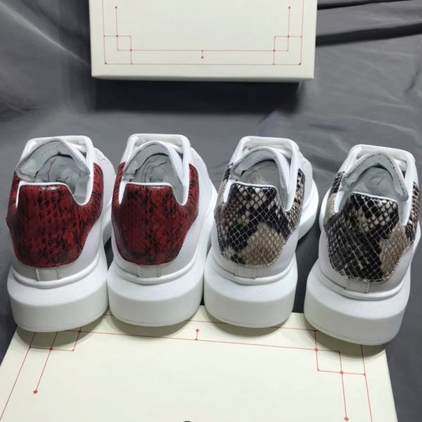 

snake pattern mens women platform sneaker sports trainers white calfskin leather suede reflective 3m multicolor laces wedding pretty shoes, Black