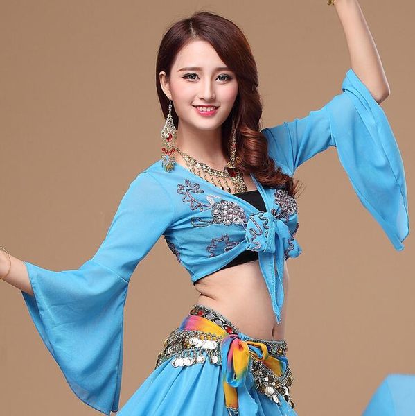 

sequine tribal belly dance wrap top 3/4 длина оружие хэллоуин танец костюм синий фиолетовый розовый оранжевый черный бесплатная доставка, Black;red